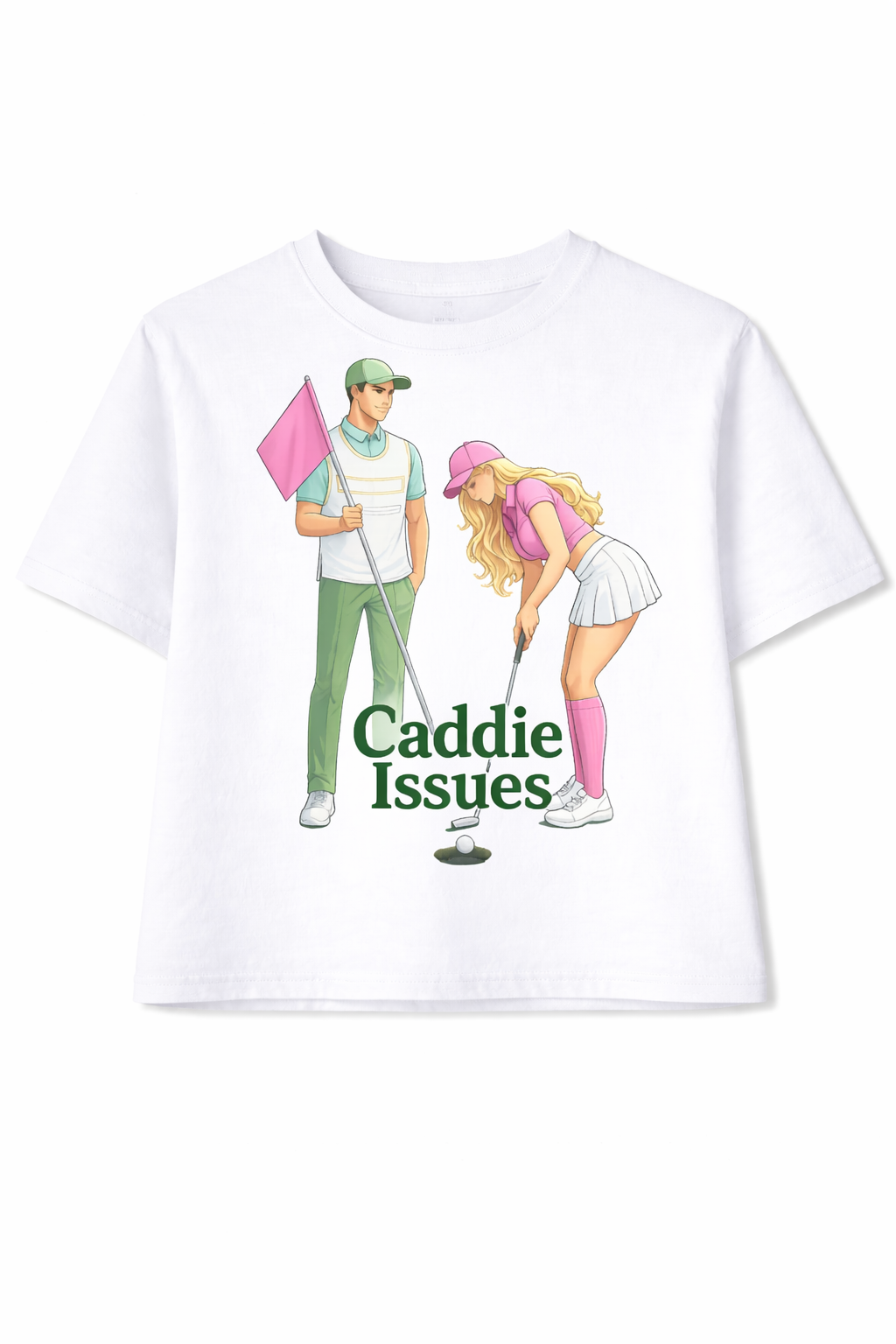 Caddie Issues Tee – Women’s Funny Golf Graphic T-Shirt | Birdies & Bubbles
