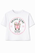Birdies & Bubbles “Swing Lube” Graphic Tee – Women’s Buttery Soft Golf Shirt
