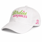 Birdies & Bubbles Bubbly Birdie Women’s Golf Cap – Adjustable Performance Golf Hat White