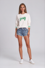 Golf, But Make It Cute Crewneck | Women’s Golf Sweatshirt White/Green | Birdies & Bubbles