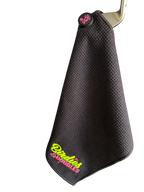 Birdies & Bubbles Women's Magnetic Golf Towel | Premium Golf Towel with Magnet Black