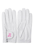 Grip & Sip Women's Premium Leather Golf Gloves White | Birdies & Bubbles