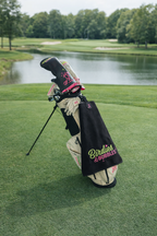 Birdies & Bubbles Women's Magnetic Golf Towel | Premium Golf Towel with Magnet Black