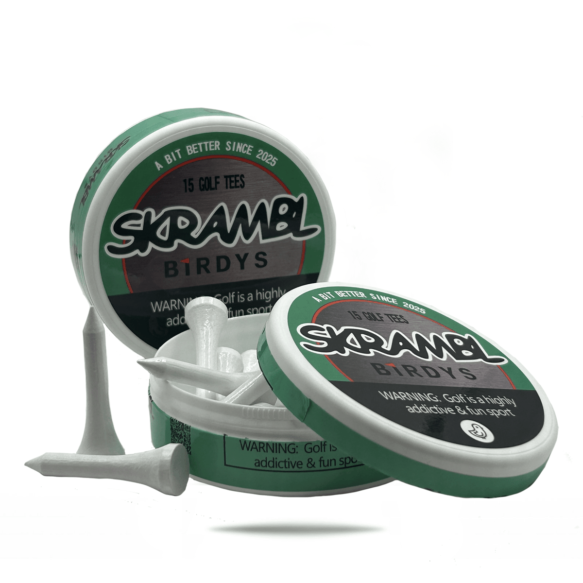 Skrambl Birdys Golf Tee Holder + 15 Bamboo 1.5 Inch Tees